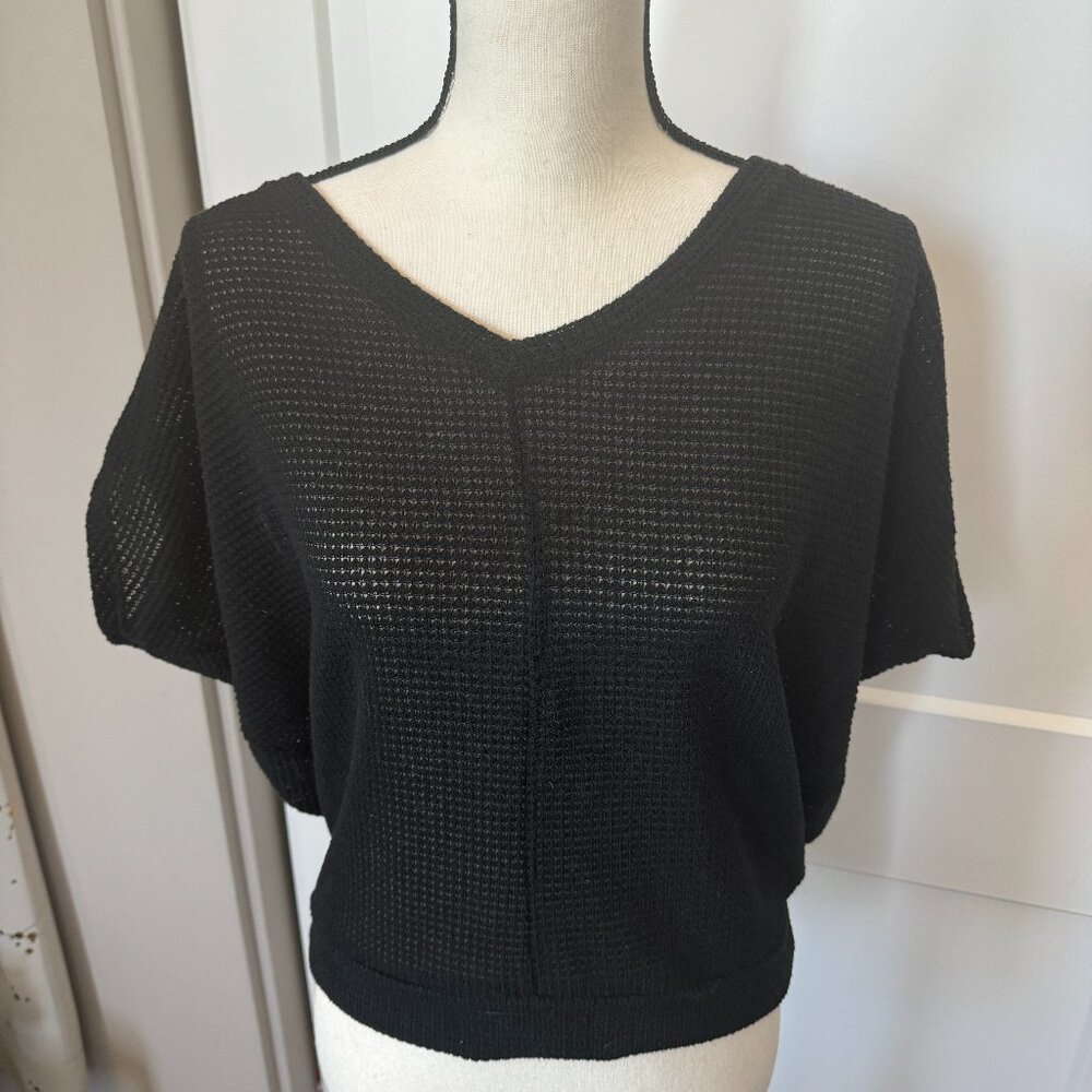 Wantable Black Mesh short sleeve dolman sweater